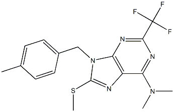 6-ジメチルアミノ-9-(4-メチルベンジル)-2-トリフルオロメチル-8-メチルチオ-9H-プリン 化学構造式
