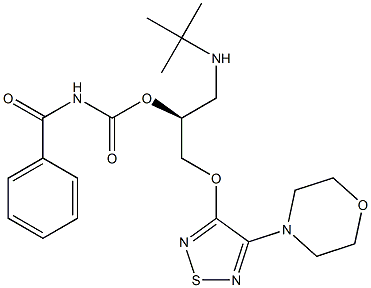 (S)-1-[(1,1-Dimethylethyl)amino]-3-[[4-(morpholin-4-yl)-1,2,5-thiadiazol-3-yl]oxy]-2-propanol benzoylcarbamate,,结构式