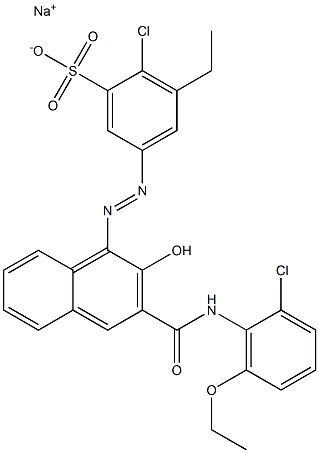 2-Chloro-3-ethyl-5-[[3-[[(2-chloro-6-ethoxyphenyl)amino]carbonyl]-2-hydroxy-1-naphtyl]azo]benzenesulfonic acid sodium salt Structure