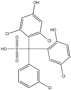 (3-Chlorophenyl)(3-chloro-6-hydroxyphenyl)(2,6-dichloro-4-hydroxyphenyl)methanesulfonic acid Structure