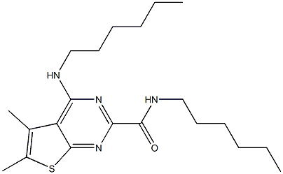 5,6-Dimethyl-4-(hexylamino)-N-hexylthieno[2,3-d]pyrimidine-2-carboxamide Structure