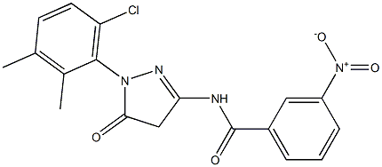 1-(6-クロロ-2,3-ジメチルフェニル)-3-(3-ニトロベンゾイルアミノ)-5(4H)-ピラゾロン 化学構造式
