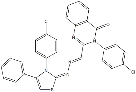 3-(4-Chlorophenyl)-2-[2-[(2,3-dihydro-3-(p-chlorophenyl)-4-phenylthiazole)-2-ylidene]hydrazonomethyl]quinazoline-4(3H)-one Struktur