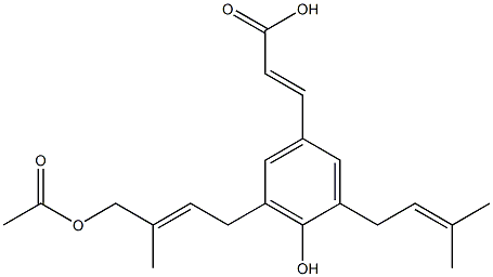 (E)-3-[3-(3-Methyl-2-butenyl)-4-hydroxy-5-[(E)-4-acetoxy-3-methyl-2-butenyl]phenyl]acrylic acid Struktur