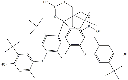 1,1-Bis[4-[(5-tert-butyl-4-hydroxy-2-methylphenyl)thio]-2-tert-butyl-5-methylphenyl]-2,4,8,10-tetraoxa-3,9-diphosphaspiro[5.5]undecane-3,9-diol 结构式