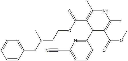 4-(6-Cyanopyridin-2-yl)-1,4-dihydro-2,6-dimethylpyridine-3,5-dicarboxylic acid 3-methyl 5-[2-(N-methyl-N-benzylamino)ethyl] ester,,结构式