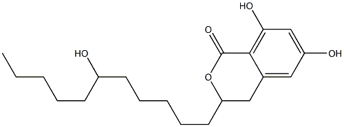 3,4-Dihydro-6,8-dihydroxy-3-(6-hydroxyundecyl)-1H-2-benzopyran-1-one Struktur