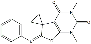 1,3-Dimethyl-6-(phenylimino)spiro[furo[2,3-d]pyrimidine-5(6H),1'-cyclopropane]-2,4(1H,3H)-dione Struktur