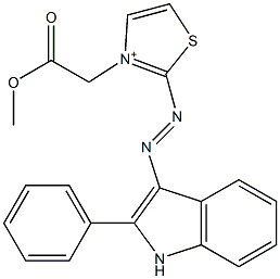 2-[(2-Phenyl-1H-indol-3-yl)azo]-3-(methoxycarbonylmethyl)thiazol-3-ium Struktur
