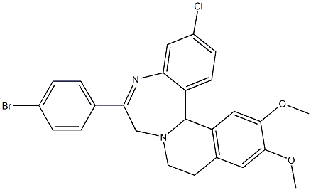 7,9,10,14b-Tetrahydro-6-(p-bromophenyl)-3-chloro-12,13-dimethoxyisoquino[2,1-d][1,4]benzodiazepine,,结构式