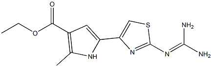2-Methyl-5-[2-[(diaminomethylene)amino]thiazole-4-yl]-1H-pyrrole-3-carboxylic acid ethyl ester Structure