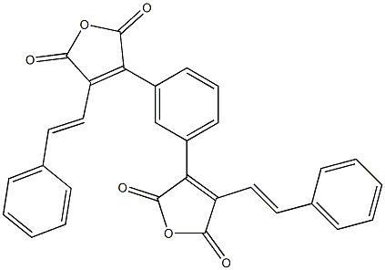 3,3'-[1,3-フェニレン]ビス[4-(2-フェニルエテニル)フラン-2,5-ジオン] 化学構造式