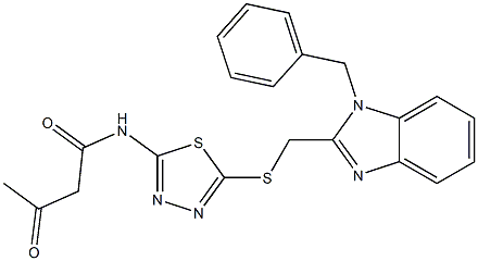 N-[2-[(1-Benzyl-1H-benzimidazol-2-yl)methylthio]-1,3,4-thiadiazol-5-yl]-2-acetylacetamide Structure