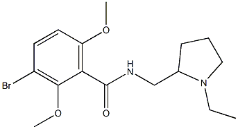 N-[(1-エチル-2-ピロリジニル)メチル]-2,6-ジメトキシ-5-ブロモベンズアミド 化学構造式
