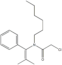 N-(1-フェニル-2-メチル-1-プロペニル)-N-ヘキシル-2-クロロアセトアミド 化学構造式