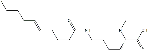 N6-(5-デセノイル)-N2,N2-ジメチルリシン 化学構造式