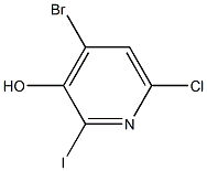 4-Bromo-6-chloro-2-iodo-3-hydroxypyridine,,结构式