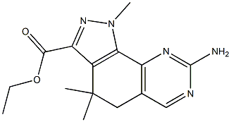 8-Amino-1,4,4-trimethyl-4,5-dihydro-1H-1,2,7,9-tetraaza-cyclopenta[a]naphthalene-3-carboxylic acid ethyl ester,,结构式