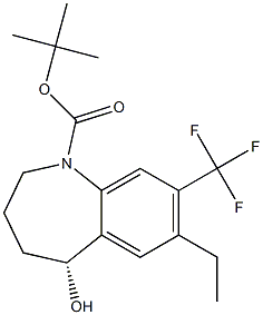 (R)-tert-butyl 7-ethyl-5-hydroxy-8-(trifluoromethyl)-2,3,4,5-tetrahydrobenzo[b]azepine-1-carboxylate 结构式