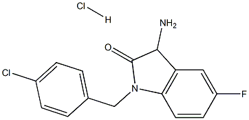 3-amino-1-(4-chlorobenzyl)-5-fluoro-1,3-dihydro-2H-indol-2-one hydrochloride 化学構造式