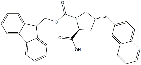 (2S,4R)-Fmoc-4-(naphthalen-2-ylmethyl)-pyrrolidine-2-carboxylic acid 化学構造式