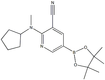 2-(cyclopentylmethylamino)-5-(4,4,5,5-tetramethyl-1,3,2-dioxaborolan-2-yl)pyridine-3-carbonitrile 结构式