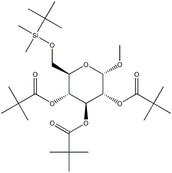 Methyl 6-O-tert-butyldimethylsilyl-2,3,4-tri-O-pivaloyl-a-D-glucopyranoside Structure
