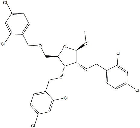 Methyl 2,3,5-tri-O-(2,4-dichlorobenzyl)-b-D-ribofuranoside Structure