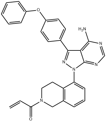 1-(5-(4-amino-3-(4-phenoxyphenyl)-1H-pyrazolo[3,4-d]pyrimidin-1-yl)-3,4-dihydroisoquinolin-2(1H)-yl)prop-2-en-1-one,2743304-09-6,结构式