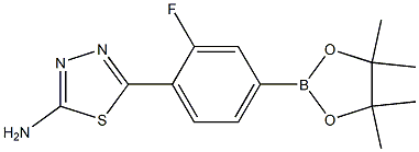 5-(2-Fluoro-4-(4,4,5,5-tetramethyl-1,3,2-dioxaborolan-2-yl)phenyl)-1,3,4-thiadiazol-2-amine,,结构式
