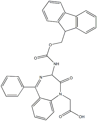 1H-1,4-Benzodiazepine-1-acetic acid, 3-[[(9h-fluoren-9-ylmethoxy)carbonyl]amino]-2,3-dihydro-2-oxo-5-phenyl- Structure