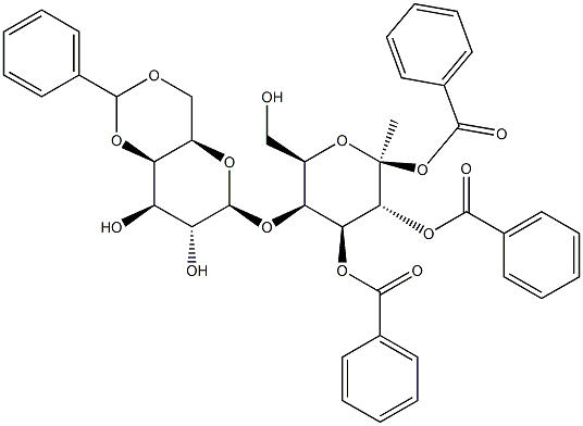 Methyl 4-O-[4,6-O-(benzylidene)-b-D-galactopyranosyl] b-D-galactopyranoside tribenzoate Struktur