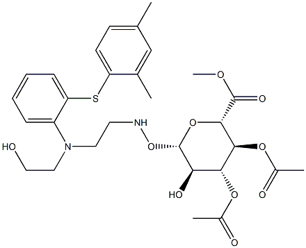 (2S,3S,4R,5R,6S)-6-(((2-((2-((2,4-Dimethylphenyl)thio)phenyl)(2-hydroxyethyl)amino)ethyl)amino)oxy)-5-hydroxy-2-(methoxycarbonyl)tetrahydro-2H-pyran-3,4-diyl Diacetate