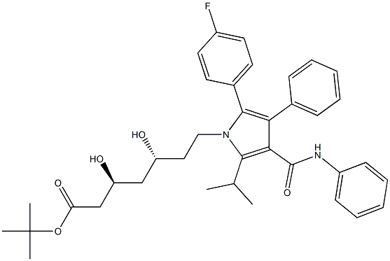 tert-butyl (3S,5R)-7-(2-(4-fluorophenyl)-5-isopropyl-3-phenyl-4- (phenylcarbamoyl)-1H-pyrrol-1-yl)-3,5-dihydroxyheptanoate