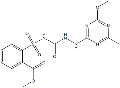 Methyl 2-[4-methoxy-6-methyl-1,3,5-triazin-2-ylaminoaminocarbonylsulfamoyl]benzoate Struktur