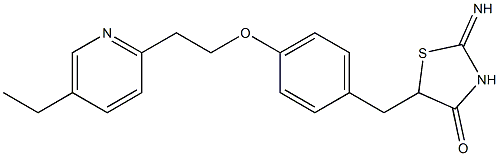 5-{4-[2-(5-乙基-2-吡啶基)-乙氧基]-苄基}-2-亚胺基-4-噻唑烷酮, , 结构式