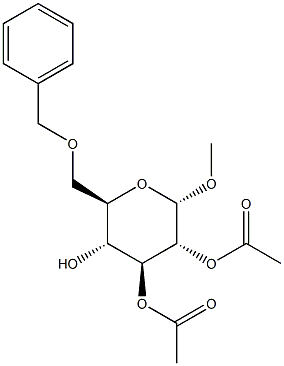 6-O-Benzyl-2,3-di-O-acetyl-methyl-a-D-glucopyranoside,,结构式