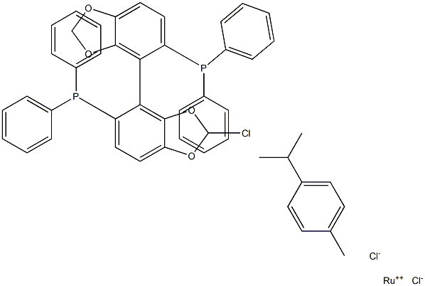 Chloro[(S)-(-)-5,5'-bis(diphenylphosphino)-4,4'-bi-1,3-benzodioxole](p-cymene)ruthenium(II)chloride,,结构式