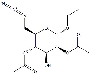 Ethyl2,4-di-O-acetyl-6-azido-6-deoxy-a-D-thiomannopyranoside 化学構造式