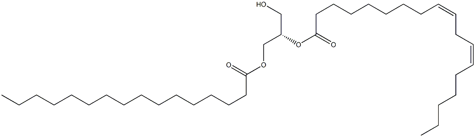 1-hexadecanoyl-2-(9Z,12Z-octadecadienoyl)-sn-glycerol 结构式
