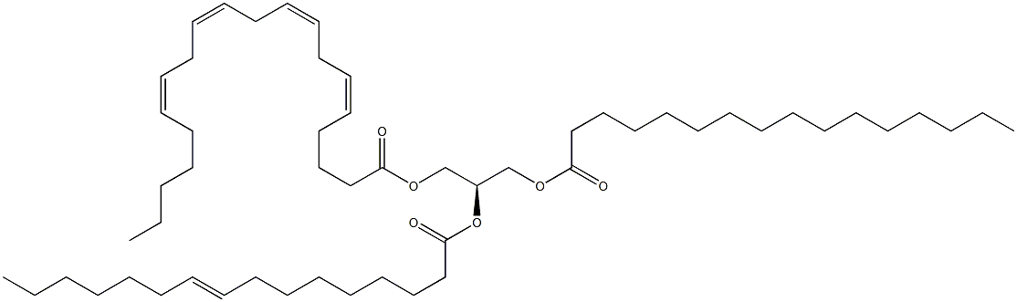 1-hexadecanoyl-2-(9Z-hexadecenoyl)-3-(5Z,8Z,11Z,14Z-eicosatetraenoyl)-sn-glycerol 结构式