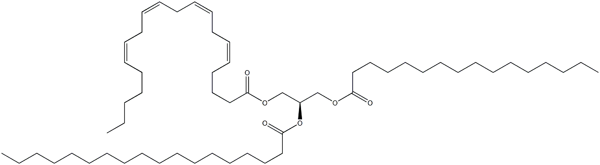 1-hexadecanoyl-2-octadecanoyl-3-(5Z,8Z,11Z,14Z-eicosatetraenoyl)-sn-glycerol 化学構造式