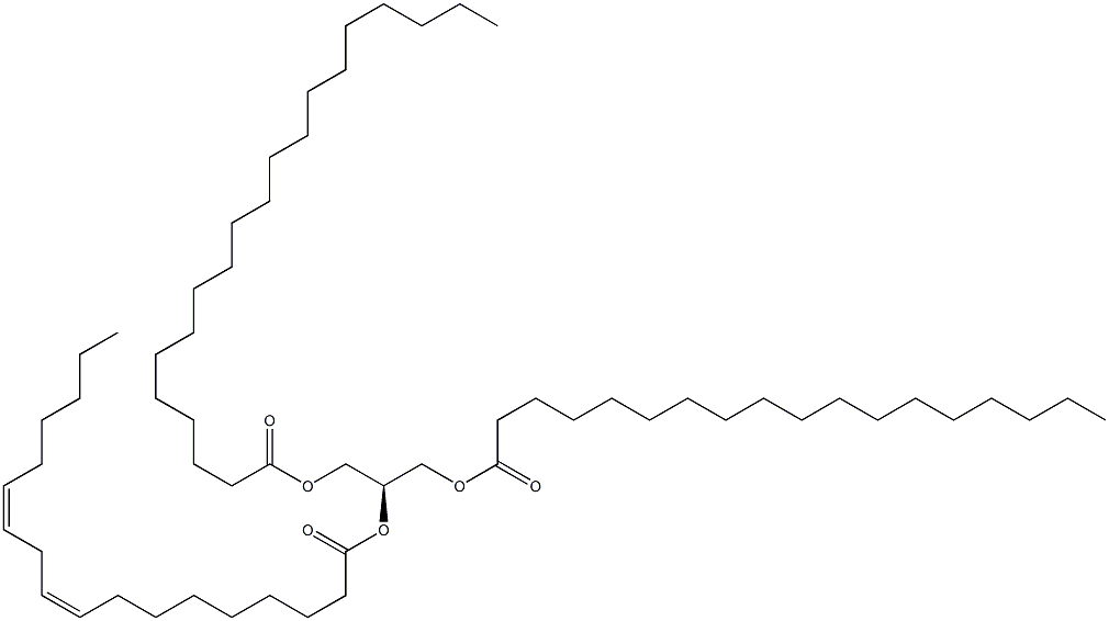 1-octadecanoyl-2-(9Z,12Z-octadecadienoyl)-3-eicosanoyl-sn-glycerol Structure