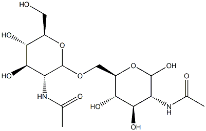 2-acetamido-6-O-(2-acetamido-2-deoxyglucopyranosyl)-2-deoxyglucopyranose Struktur