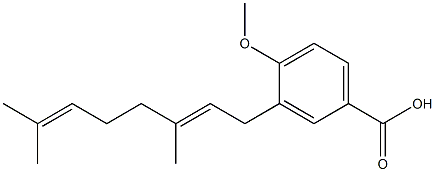 3-(3',7'-dimethyl-2',6'-octadienyl)-4-methoxybenzoic acid 化学構造式