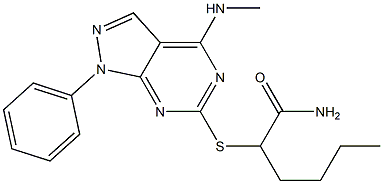 alpha-((4-(methylamino)-1-phenylpyrazolo(3,4-d)pyrimidin-6-yl)thio)hexanamide|