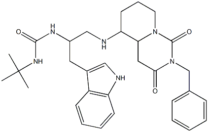 2-benzyl-5-(2-N-(tert-butylaminocarbonyl)amino-3-(indol-3-yl)propyl)amino-1,3-dioxoperhydropyrido(1,2-c)pyrimidine Structure