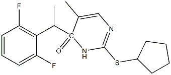 2-(cyclopentylthio)-4-(1-(2,6-difluorophenyl)ethyl)-3,4-dihydro-5-methylpyrimidin-4(3H)-one,,结构式