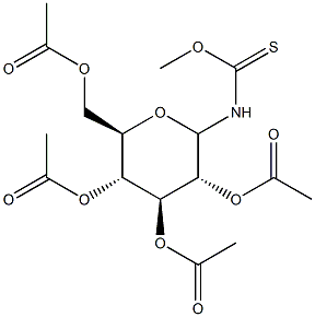 O-methyl N-(2,3,4,6-tetra-O-acetylglucopyranosyl)thiocarbamate Structure