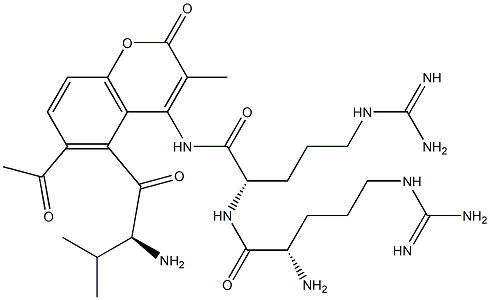 acetyl-valyl-arginyl-arginyl-amidomethylcoumarin Struktur